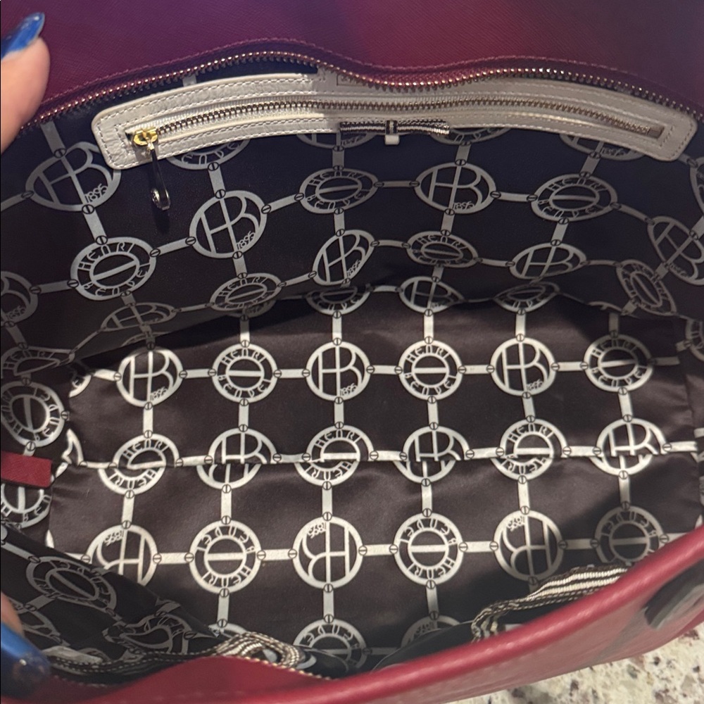 Henri Bendel Red Leather Tote with Gold Charm - Picture 11 of 16